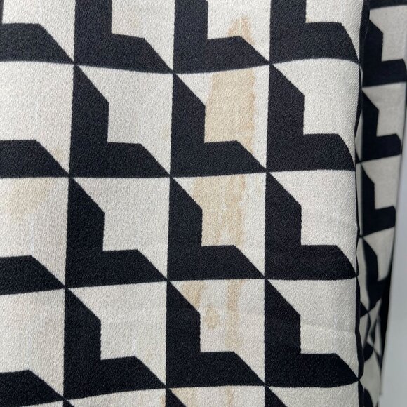Malene Birger Women's Cream Black Geometric Print Shift Silk Dress Size 34 - Picture 11 of 16
